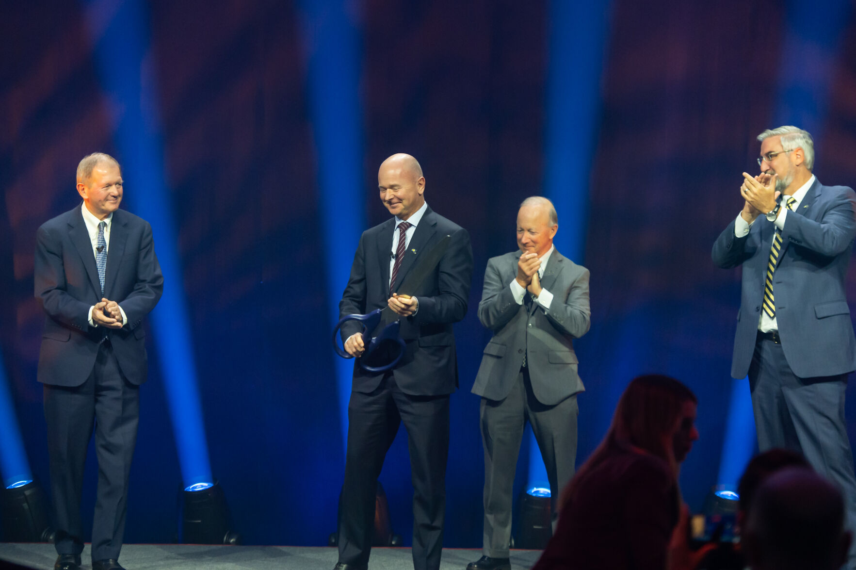 10/13/21 Saab Grand Opening, Marcus Wallenberg, Michael Johansson, Mitch Daniels, Eric Holcomb officially open the new Saab plant